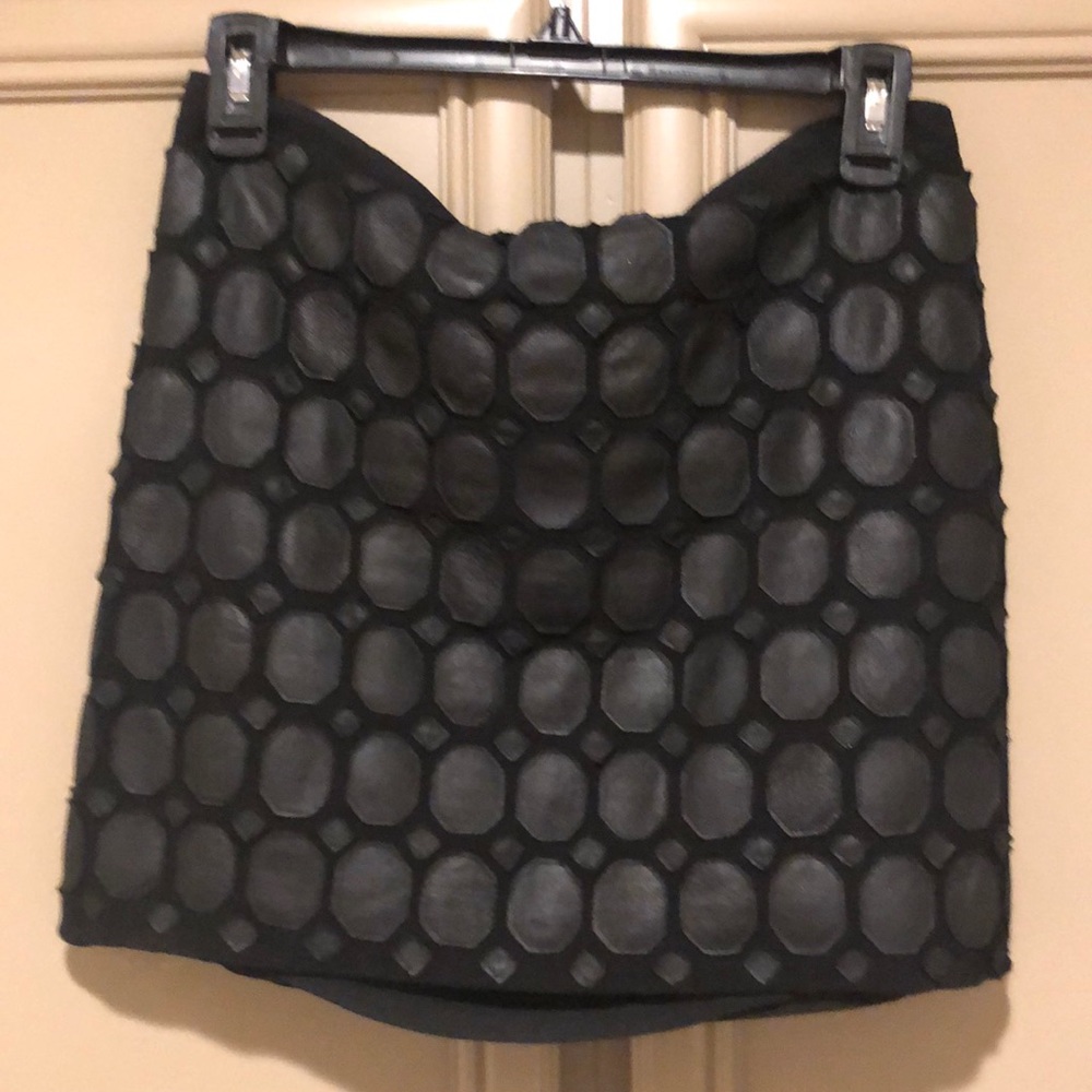 Theory Black Silk & Leather Mini Size 6